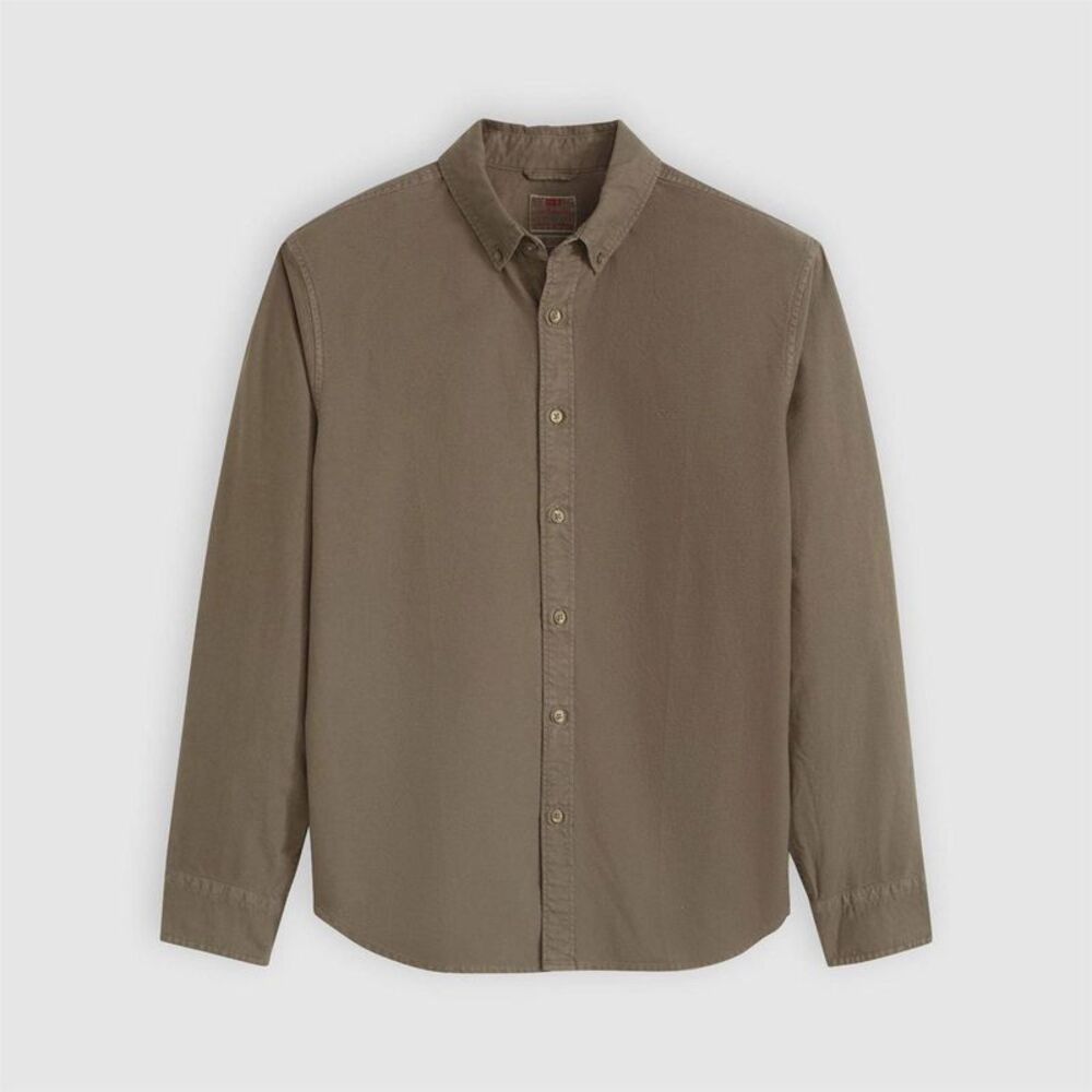 Levis Mens Plain Slim Shirt / Khaki Green